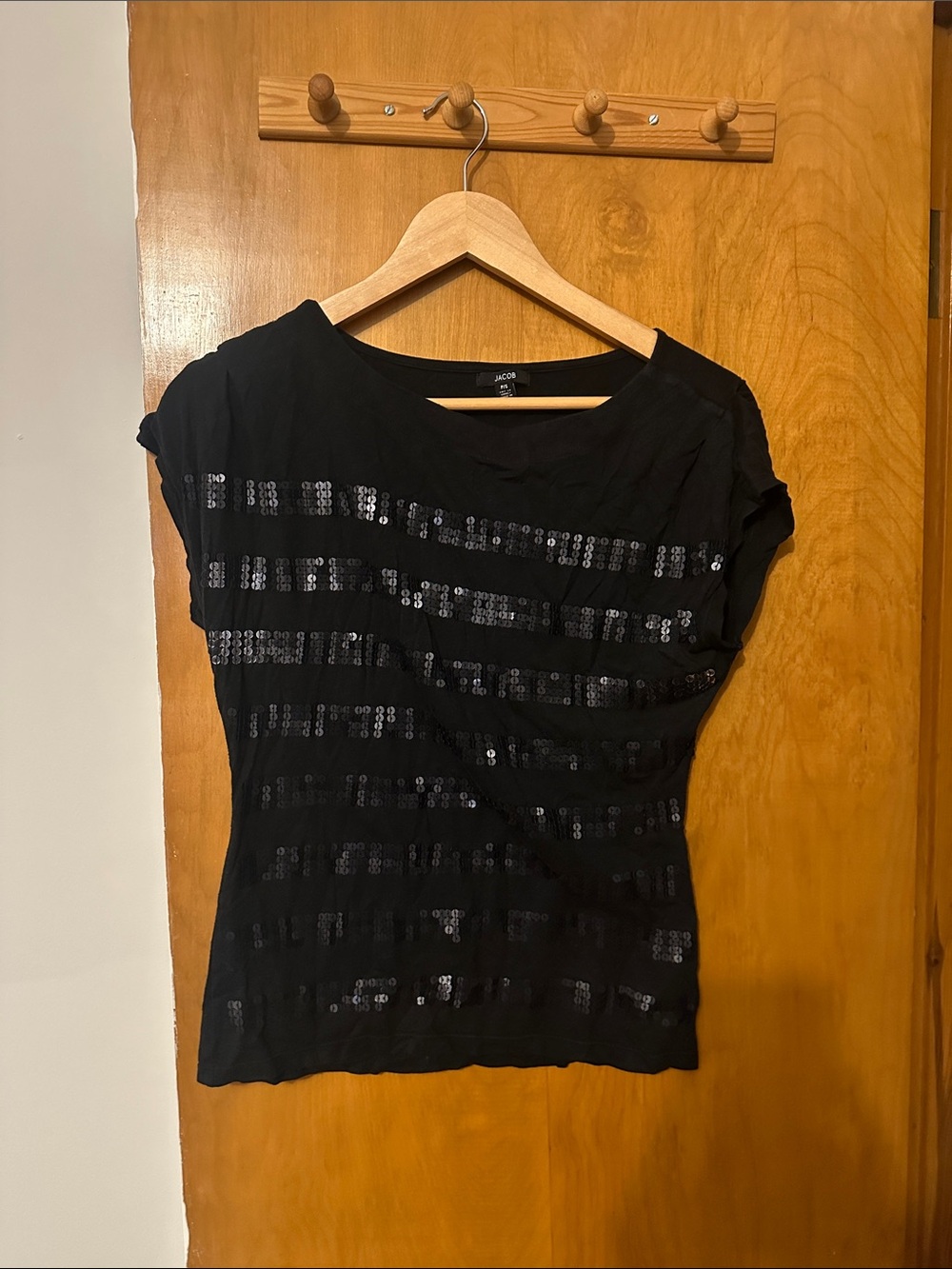 Women’s Black Sequin Short Sleeve Top